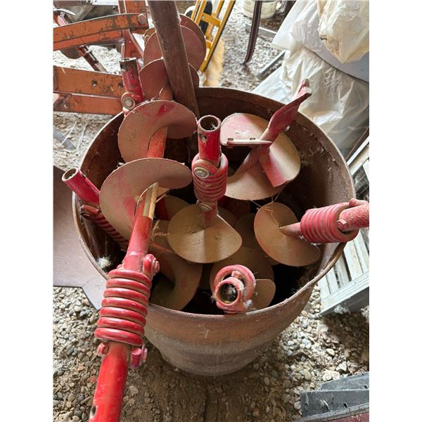 Seven Different Sized Augers with Barrel