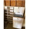 Image 1 : White Wood Shelves and Cabinet with Countertop