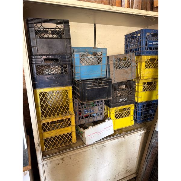 Cabinet with Milk Crates for Storage