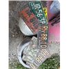 Image 3 : Vintage License Plates with Two Antique Beer Kegs