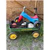 Image 1 : John Deere Wagon with Tyke Trike and Assorted Balls