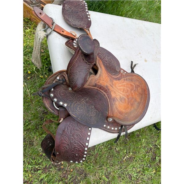 Miniature Pony Saddle with Tooled Leather