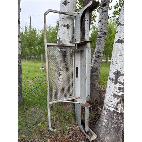 Industrial-Style Rusted Steel Gate Panel with Mesh