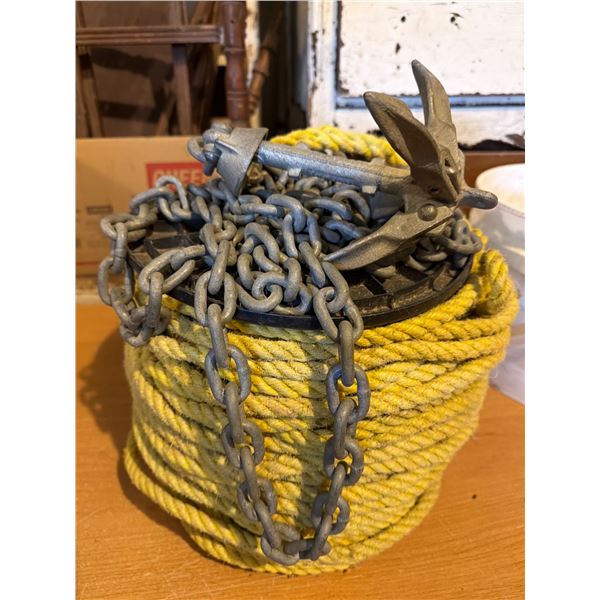 Boat Anchor with Chain and Rope