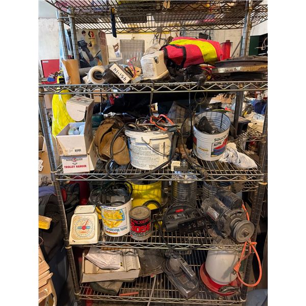 Workshop Tools and Supplies on Shelving. Shelf not included
