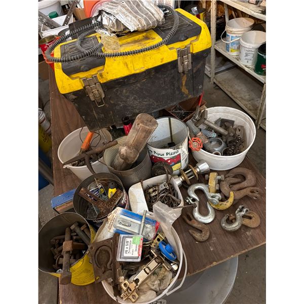 Yellow Toolbox with Electric Water Heater Wrap and Miscellaneous Hardware