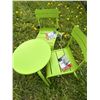 Image 1 : Green Metal Bistro Set with Table and Two Chairs