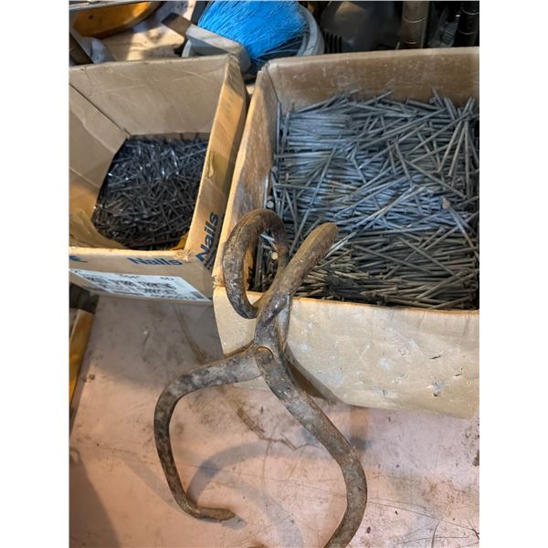 Boxes of Framing and Phosphate-Coated Nails with Tool