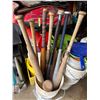 Image 1 : Wooden and Metal Baseball Bats in Bucket