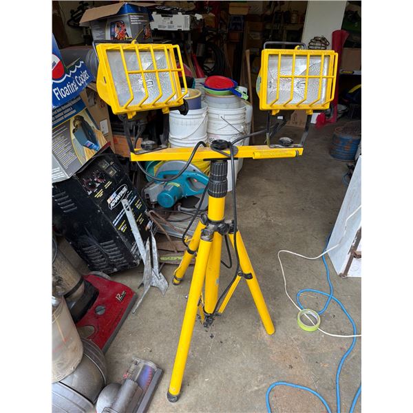 Yellow Adjustable Dual-Head Work Light Stand