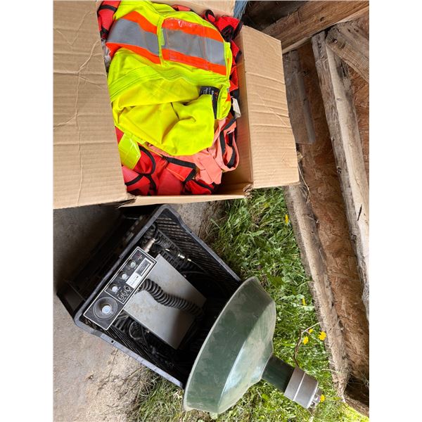 Safety Vests, Midland CB Radio, Messenger 100, and Green Light Fixture