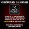 Image 1 : Item Forfeiture & Transport, Shipping, Delivery Fees & Conditions