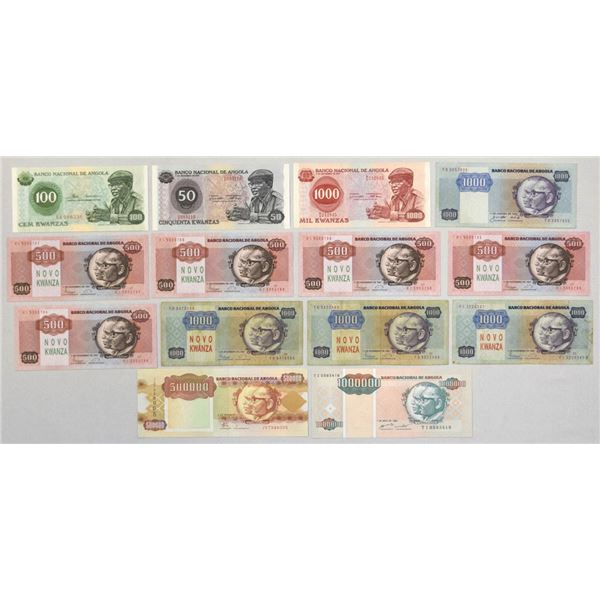 Angola. Banco Nacional de Angola, 1976 to 1995, Issued Banknote Assortment.