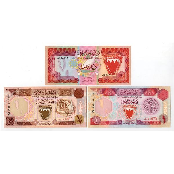 Bahrain. Bahrain Monetary Agency, L.1973-L.1973 (1993), Issued Banknote Trio