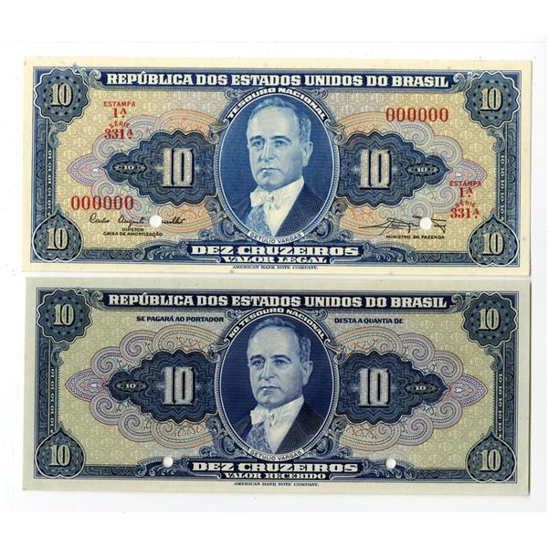 Brazil Republica Dos Estados Unidos do Brasil, ND (1943) and ND (1961-63), Uniface Front Proof and U