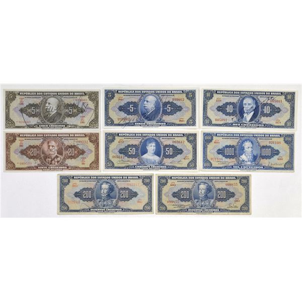 Brazil Republica Dos Estados Unidos do Brasil, ND (1943) to  ND (1953-59), Issued Banknote Assortmen