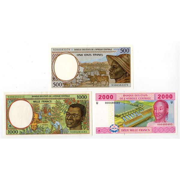 Central African States. Banque des Etats de l'Afrique Centrale, 1993 to 2002, Issued Banknote Trio