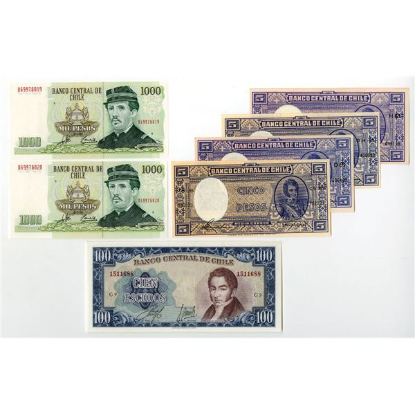 Chile. Banco Central de Chile, ND (1947-58) to 2001, Issued Banknote Assortment.