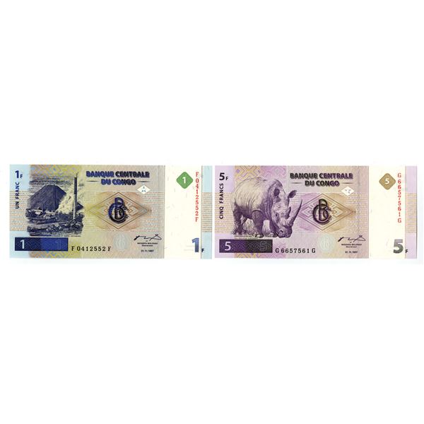 Congo. Banque Centrale du Congo, 1997 (1998), Issued Banknote Pair.