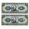 Image 1 : Ecuador. Banco Central, ND(1980s), 100 Sucres, P-123 Uncut Pair Specimen-Proofs
