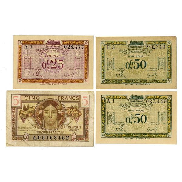 France. French Railroad and Tresor Francais, ND (1923) to ND (1947), Issued Banknote Assortment.