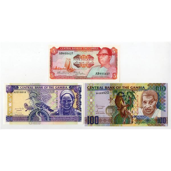 Gambia. Central Bank of Gambia, ND (1987-90) to ND (2006), Issued Banknote Trio.