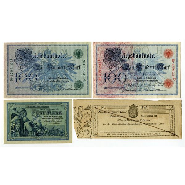 Germany. German Assortment of Remainder and Issued Banknotes, 1808 to 1908.