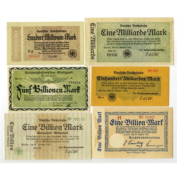 Germany. German Railroad Notes, 1923, Issued Assortment.