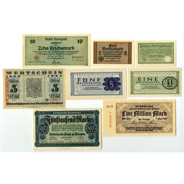 Germany. Pre and Post WWII German Banknote Assortment, 1923 to 1946.