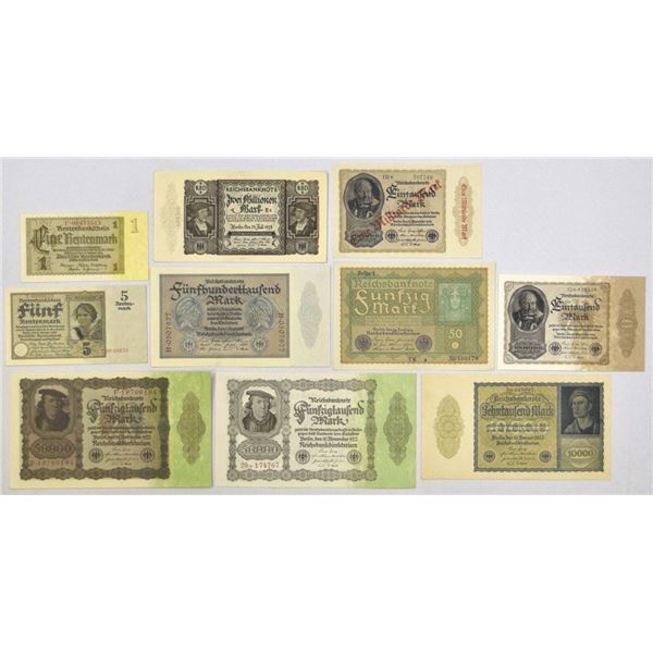 Germany. German Issued Banknote Assortment, 1919 to 1937.