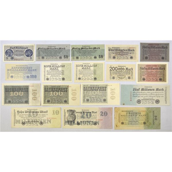 Germany. Reichsbanknote, 1923, Issued Banknote Assortment.