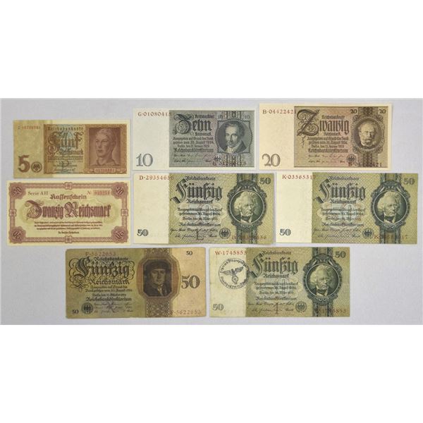 Germany. Reichsbanknote, 1924 to 1945, Issued Banknote Assortment.
