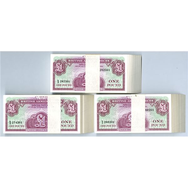 Great Britian. British Armed Forces Special Voucher, ND (1962), 1 Pound, P-M36a, 3 Packs of 100 Issu