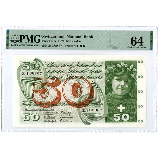 Switzerland. Banque Nationale Suisse, 1971, Issued Banknote.