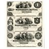 Image 1 : MS. Mississippi Mutual Insurance Company, ca.1853–1858. $1–$2–$3 Uncut Pr