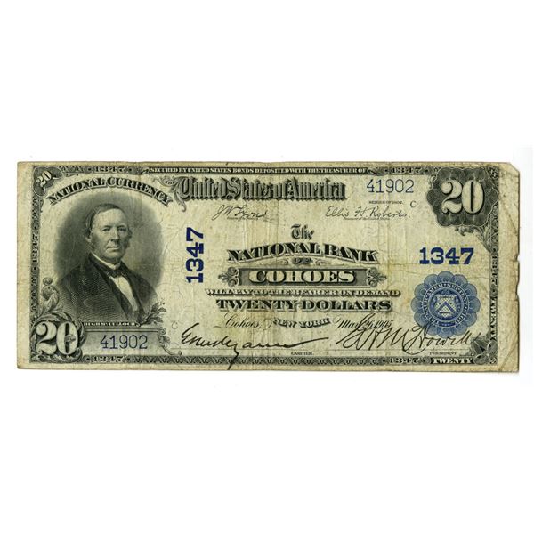 NY. National Bank of Cohoes, New York. $20, Series of 1902 PB, Ch#1347, Issued Banknote.