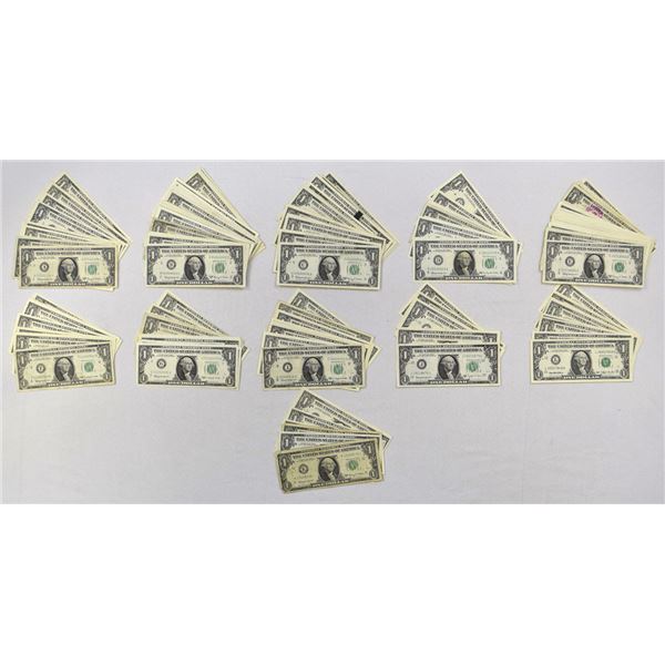 U.S. F.R.N., $1, Series 1963 to Series 2009, Issued Banknote Assortment.