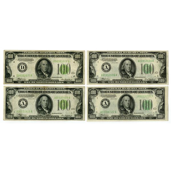 U.S.,  F.R.N., $100, Series of 1934, Fr.#2152-A & Fr.#2152-D, Light Green and Dark Green Seals Issue
