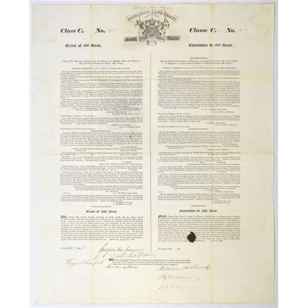 Honduras. Poyaisian Land Grant, 1834, Class C Grant for 400 Acres, I/U Signed by Sir Gregor MacGrego
