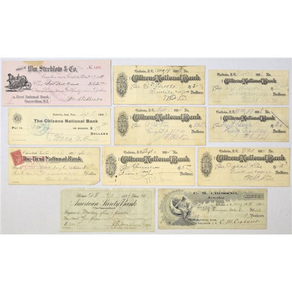 Indian Territory, Dakota Territory & Western Bank Check Assortment, 1889 to 1906.