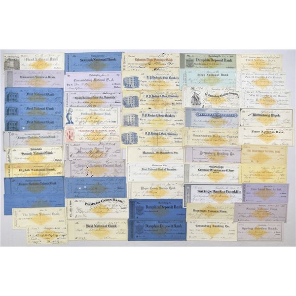 PA. Pennsylvania Bank Draft & Check Collection, 1876 to 1884, All With RN-G1 Imprinted Revenues.