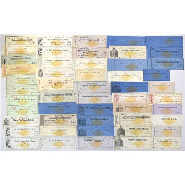 PA. Pennsylvania Revenue Check Collection, 1876 to 1884, All With RN-G1 Imprinted Revenues.