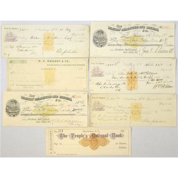 SC. South Carolina Banking and Mercantile Check & Draft Assortment, 1860-1890s, with RN-B, D & X Imp