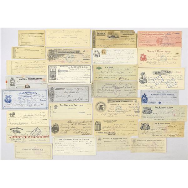 SC. South Carolina Banking, Cotton & Mercantile Bank & Draft Assortment, c.1820s to 1939.
