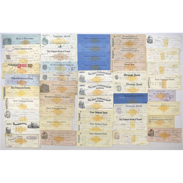 WI. Wisconsin Banking Check Collection, 1869 to 1901 with RN-B, C, D, E, F, G & X Imprinted Revenues