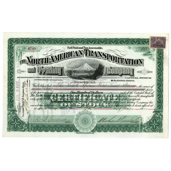 IL. North American Transportation and Trading Co., 1900, I/U Stock Certificate.