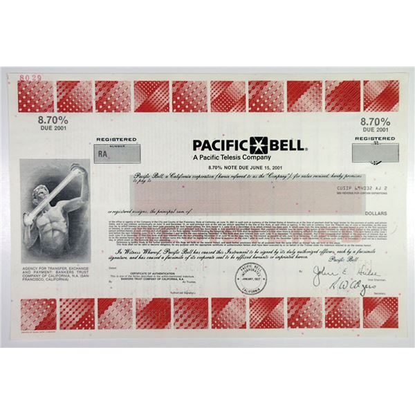 CA. Pacific Bell, 1991 Specimen 8.7% Registered Bond, VF ABNC
