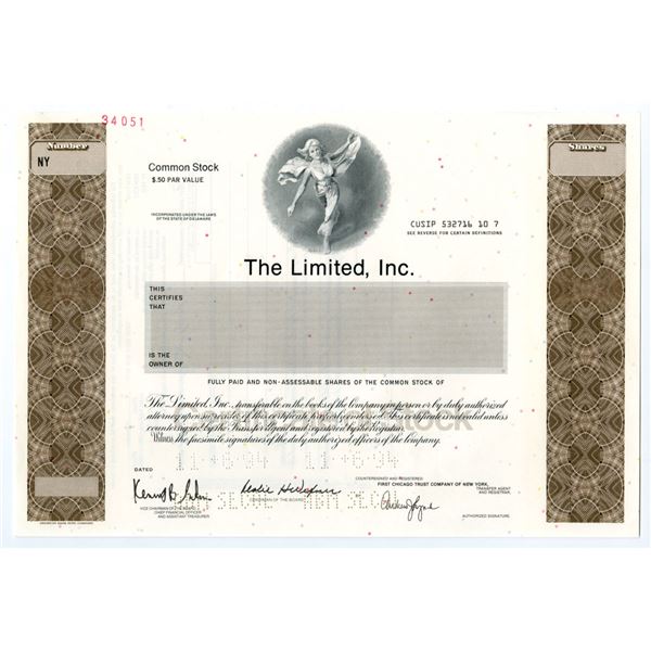 The Limited, Inc., 1994 Specimen Stock Certificate, VF ABNC Brown