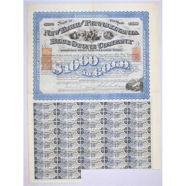 NY. New York and Pennsylvania Blue Stone Co., 1871, I/U Coupon Bond.