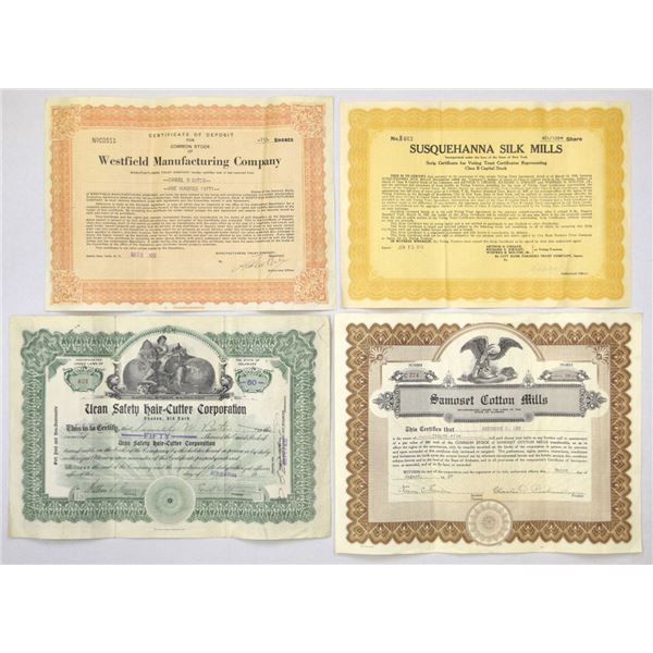 Industrial and Manufacturing I/U Stock Certificate Assortment, 1923 to 1939.